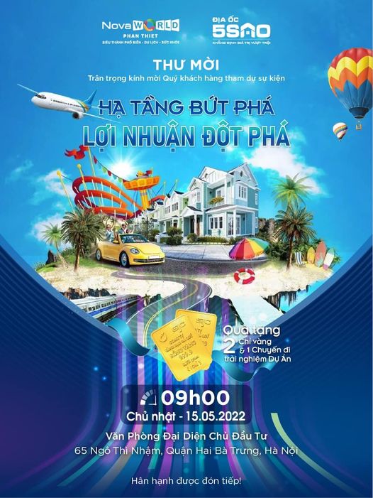 Sự Kiện “NovaWorld Phan Thiết – Hạ Tầng Bứt Phá, Lợi Nhuận Đột Phá” Ngày 15/5/2022